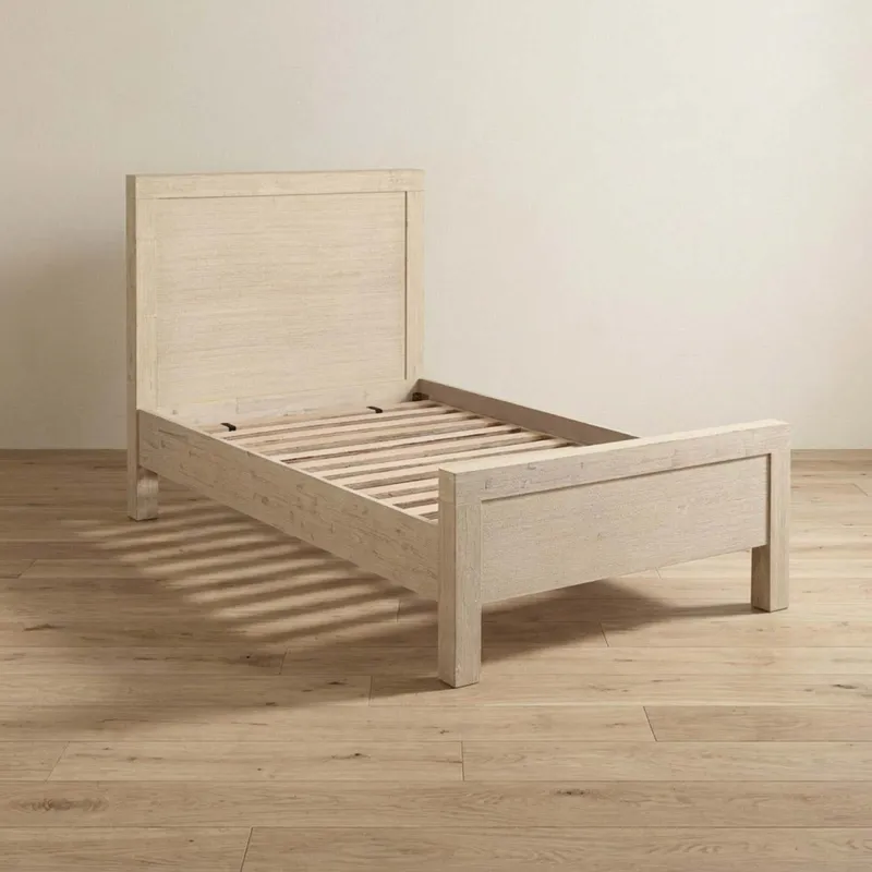 Cama 1 1/2 Plaza Madera-acacia Natural-beige Prince en Blanco - Dormitorio, Uruguay | Divino