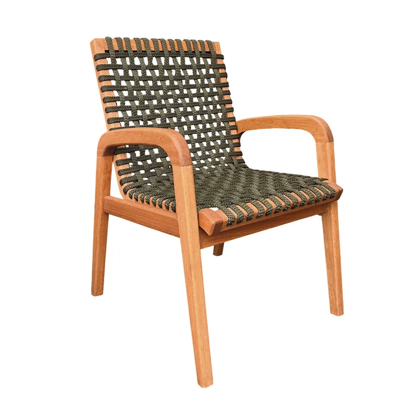 SILLA TRACO C/BRAZO CUERDA VERDE 56x62x85CM JATOBA en natural y - Muebles para el exterior, Uruguay | Vinibel