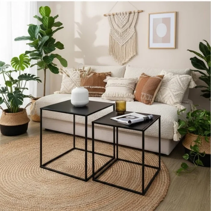 SET 2 MESAS AUX 38X38X41/34X34X37CM METAL NEGRO en Negro - Mesas de comedor, Uruguay | Decohogar, vista 3
