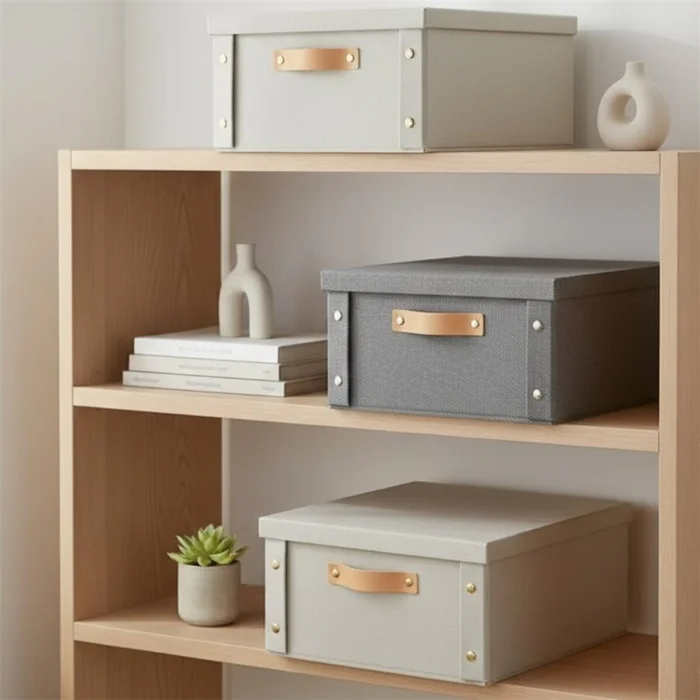 CAJA ORGANIZADOR C/ASA 26.5X31.5X14.5CM EXT TELA GRIS en Gris - Canastos, Uruguay | Decohogar, vista 2