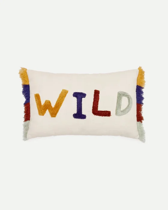 Almohadón Zelda algodón blanco de letras bordadas multicolor 30 x 50 cm en Multicolor - Textiles, Uruguay | Kavehome
