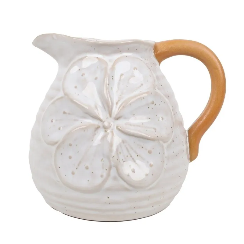 FLORERO JARRITA CERAMICA 13x10.5x11CM NATURAL en Madera natural - Jarrones, Uruguay | Decohogar