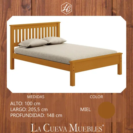 Cama 2 plazas Linea Parma - Miel en Amarillo - Dormitorio, Uruguay | La Cueva Muebles, vista 6