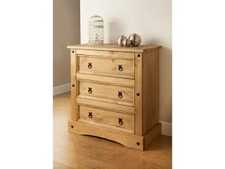 Comoda 3 cajones Cera/Blanco LINEA CORONA MADERA en Madera natural - Cómodas, Uruguay | Quesal, vista 3
