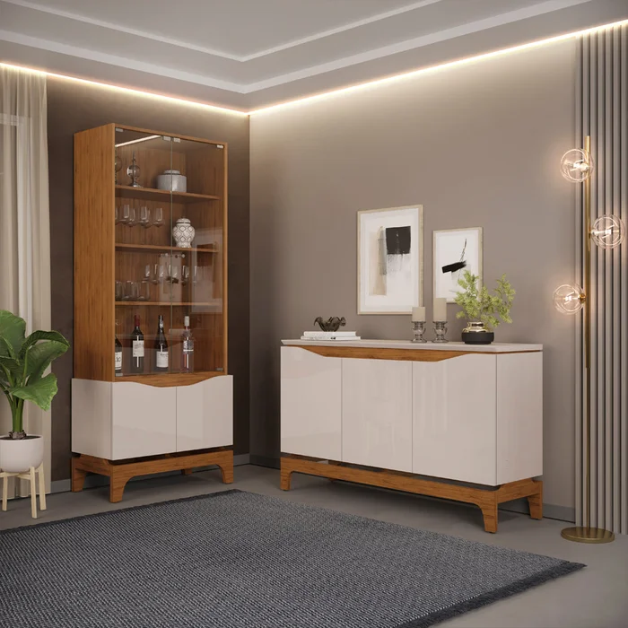 Aparador 3 puertas en MDF - Nice - Beige en Beige - Muebles para TV, Uruguay | Ecowood, vista 3