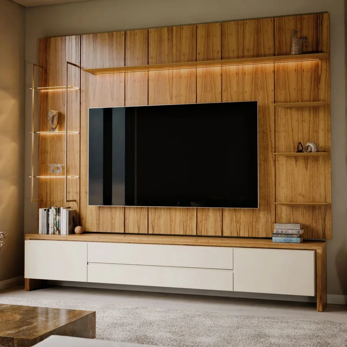 Rack de TV NORD 2.2 - Linea Nevada - Off White / Cinamomo - Muebles para TV, Uruguay | Ecowood, vista 3