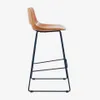 Taburete Zahara piel sintética marrón y acero con acabado negro altura 76 cm en Marrón - Butacas, banquetas y puffs, Uruguay | Kavehome, vista 6 de 8
