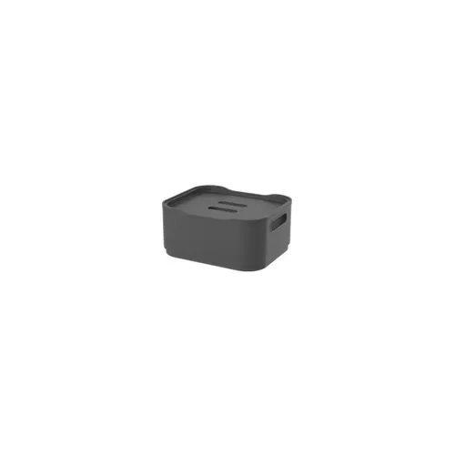 CESTO C/TAPA PLASTICO FIT 18.5x15x8CM GRIS OSCURO en Gris - Canastos, Uruguay | Decohogar