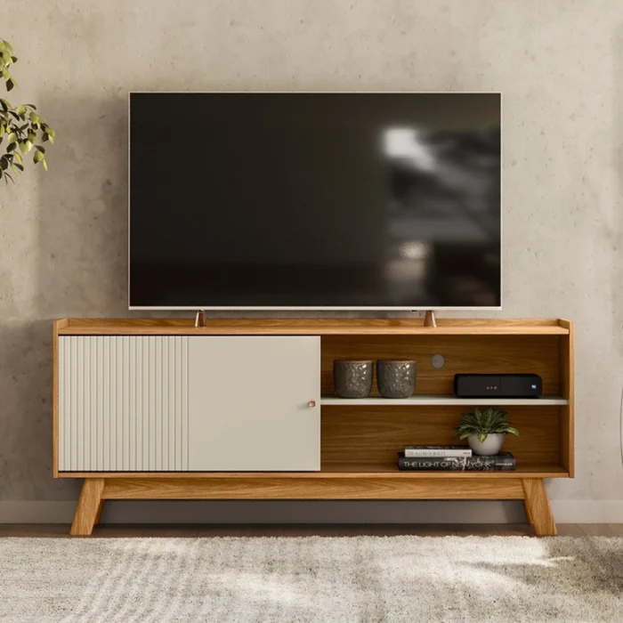 LINEA- RACK AURUM PARA TV 65" NATURE OFF WHITE en Blanco - Muebles para TV, Uruguay | Alfa Ventas, vista 3