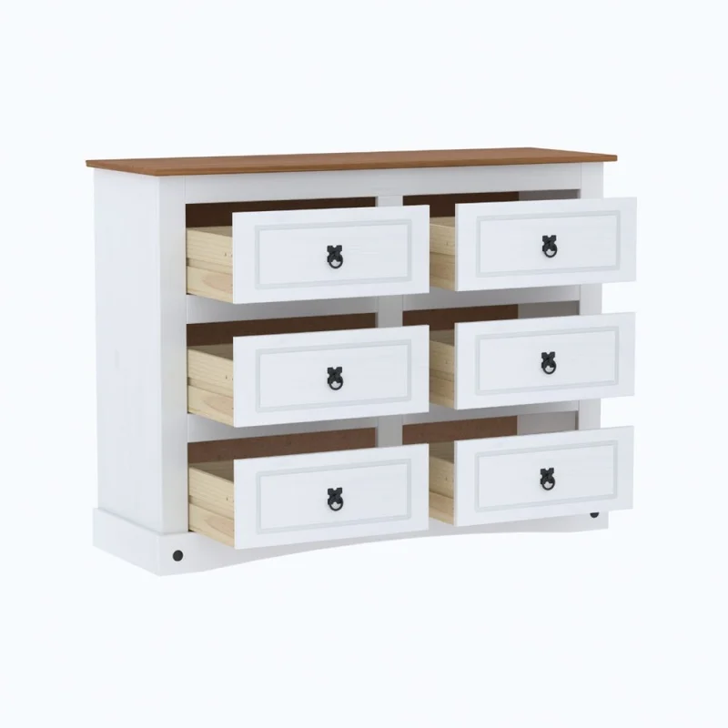 Cómoda 6 Cajones Línea Naturale - Blanco/Roble en Multicolor - Cómodas, Uruguay | La Cueva Muebles, vista 5
