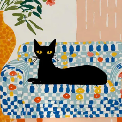 Gato negro en Multicolor - Láminas, Uruguay | Mara Estudio