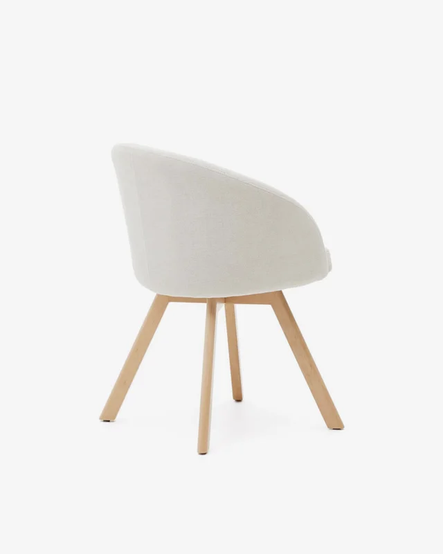 Silla giratoria Marvin - chenilla beige y patas de madera maciza de haya acabado natural en Beige - Sillas, Uruguay | Kavehome, vista 7