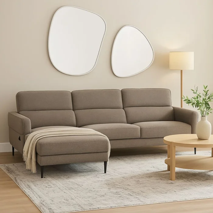 Sofá con chaise MOOVE GRIS IZQUIERDO - Sillones y sofás, Uruguay | Viasono
