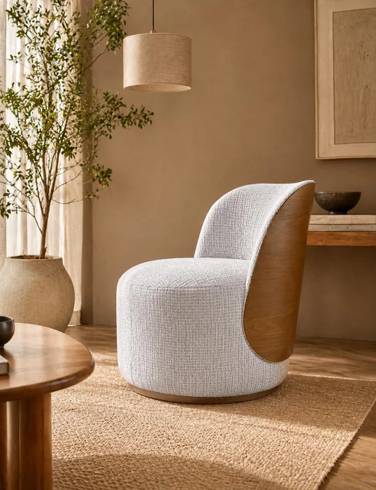 POLTRONA PETIT GIRATORIA Tela tono hielo .- en Gris - Muebles, Uruguay | Indrana