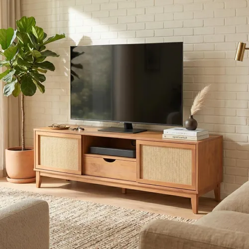 Rack para TV 2 puertas 1 Cajón 1.6 - Urban Oak en Madera natural - Muebles para TV, Uruguay | Rústico Hogar
