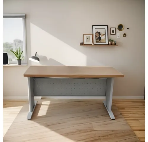 Escritorio de Trabajo Metal y MDF con Pasacables – Resistencia y Diseño para tu Oficina - Escritorios y sillas de escritorio, Uruguay | Que Sal Muebleria