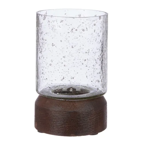 FAROL DE MADERA MANGO D8x13CM MARRON TRANSPARENTE - Velas y Portavelas, Uruguay | Decohogar