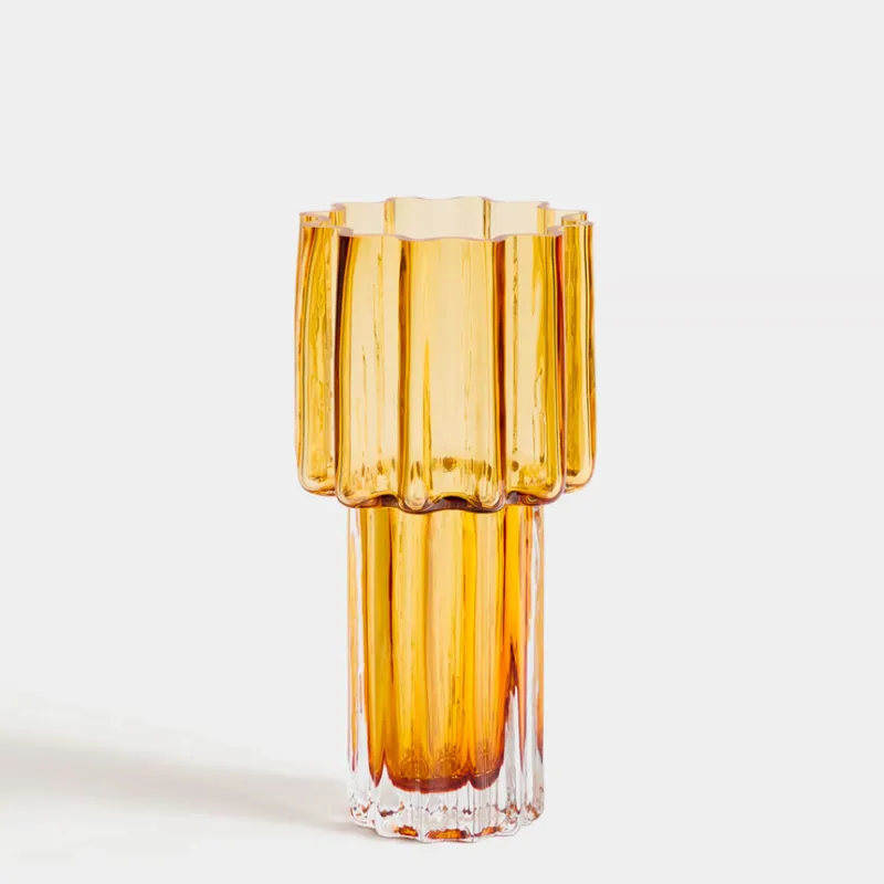 Jarrón Cristila de cristal naranja de 30 cm en Naranja - Jarrones, Uruguay | Kavehome