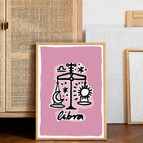 Libra - Cuadro Signo del Zodíaco en Rosa - Láminas, Uruguay | Kiosko de Mar