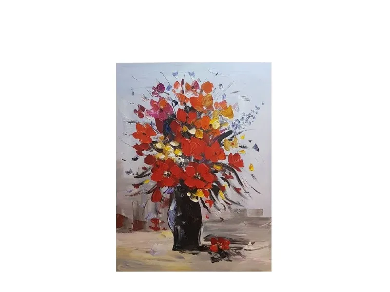 Oleo Decorativo Flores Rojas en Rojo - Decoración de pared, Uruguay | Finkel