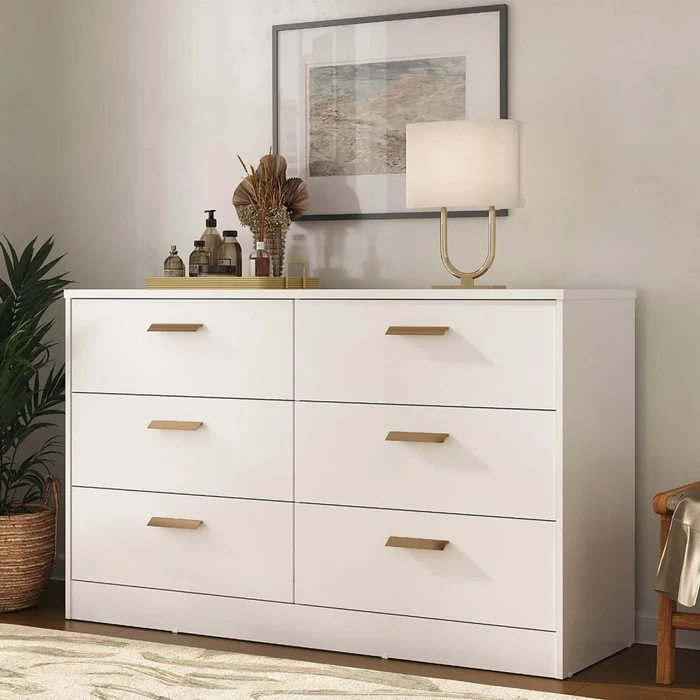 Cómoda 6 Cajones Mdf Blanco Venetto Ii en Blanco - Cómodas, Uruguay | Divino, vista 3