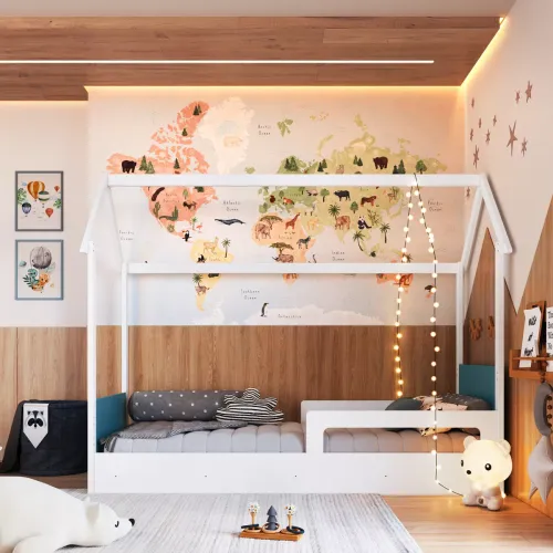 Cama Infantil Estilo Montessori Azul - Dormitorio, Uruguay | RM Muebles y Deco
