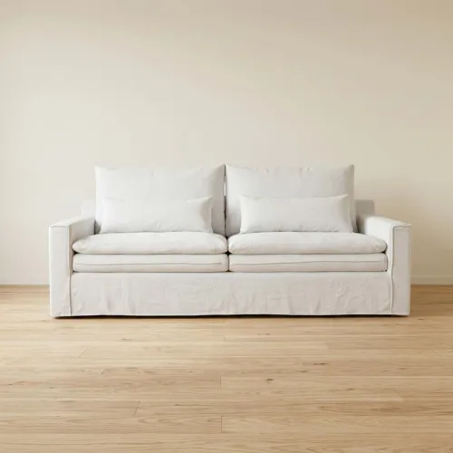 Sofá 3 Cuerpos Tela Blanco Positano en Blanco - Sillones y sofás, Uruguay | Divino