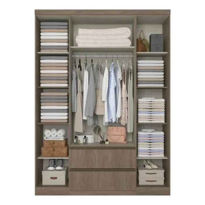 Ropero Nobre 4 Puertas 100% MDF - Nogal oscuro en Marrón - Roperos y placares, Uruguay | Nario Hogar, vista 2