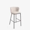 Taburete Ciselia de chenilla - beige y acero negro altura 75 cm en Beige - Butacas, banquetas y puffs, Uruguay | Kavehome, vista 1 de 9