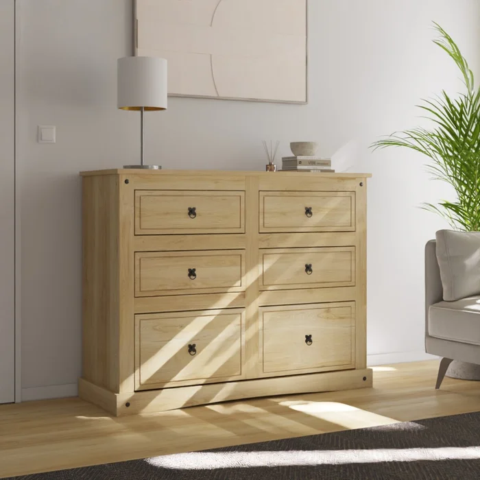Cómoda 6 Cajones Madera Natural - Linea Mexicana - Natural en Madera natural - Cómodas, Uruguay | Rústico Hogar