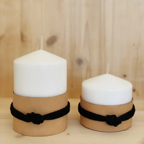 Velones náuticos negro con cuero y macramé – Set x2 - Velas y Portavelas, Uruguay | Dreams On Time