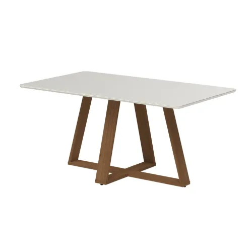 Mesa de comedor Avena - Con vidrio - 160 - Canela y Off White en Blanco - Mesas de comedor, Uruguay | NYR