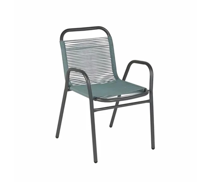 Silla Simil Rattan Linea Verde Oscuro en Verde - Muebles para el exterior, Uruguay | Albanés