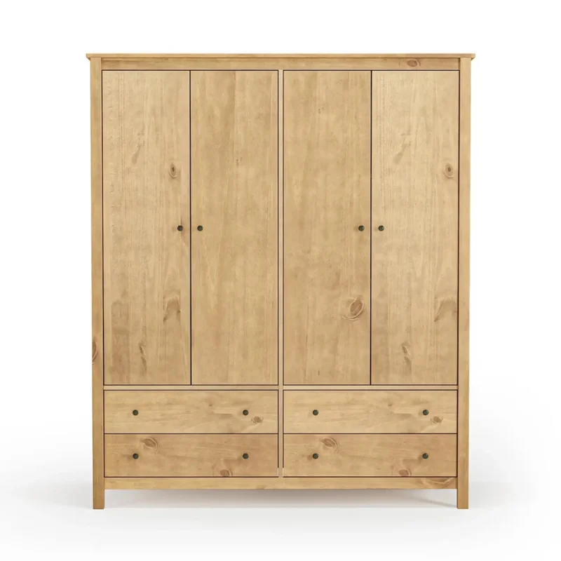 Ropero 4 Puertas 4 Cajones Madera Natural - Mari - Miel en Madera natural - Roperos y placares, Uruguay | Rústico Hogar, vista 3