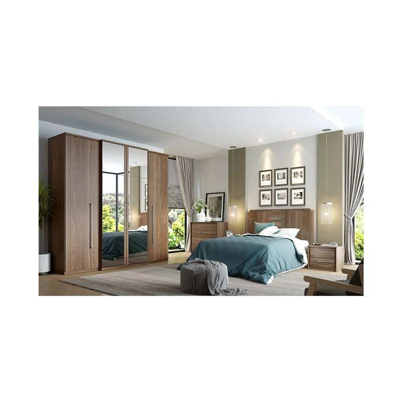 Placard Ropero 4 Puertas Mdp Marron Splendore Glass en Multicolor - Roperos y placares, Uruguay | Divino, vista 3