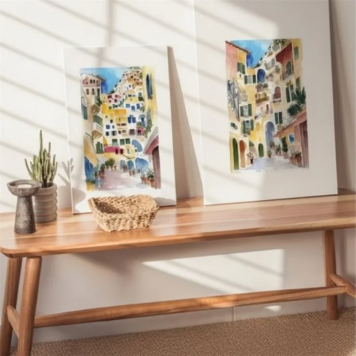 CUADRO CANVAS 40x60cm CASAS DE COLORES 1 en Multicolor - Decoración de pared, Uruguay | Decohogar, vista 2