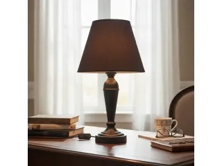 Lampara de mesa de hierro con pantalla, Uruguay | Que Sal Muebleria