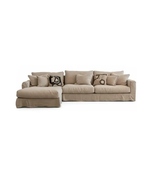 RINCONERA BISCARROSSE 303X100X160 LINO BEIGE CHAISE LONGUE IZQUIERDO en Beige - Sillones y sofás, Uruguay | Más Infinito Casa