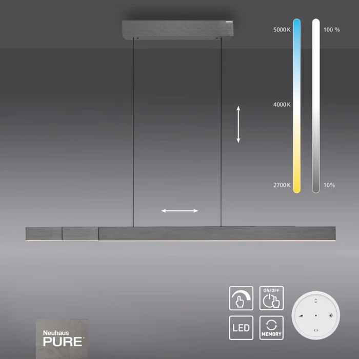 Colgante led lineal motorizado con varias funciones, gris plata en Gris - Lámparas colgantes, Uruguay | Iluminica, vista 3
