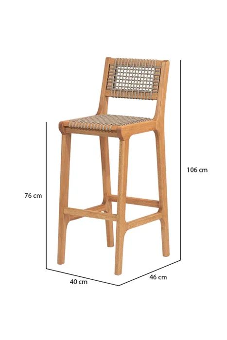BANQUETA ALTA TRACO CUERDA RAMI 40x46x106/75CM JATOBA - Muebles para el exterior, Uruguay | Vinibel, vista 3