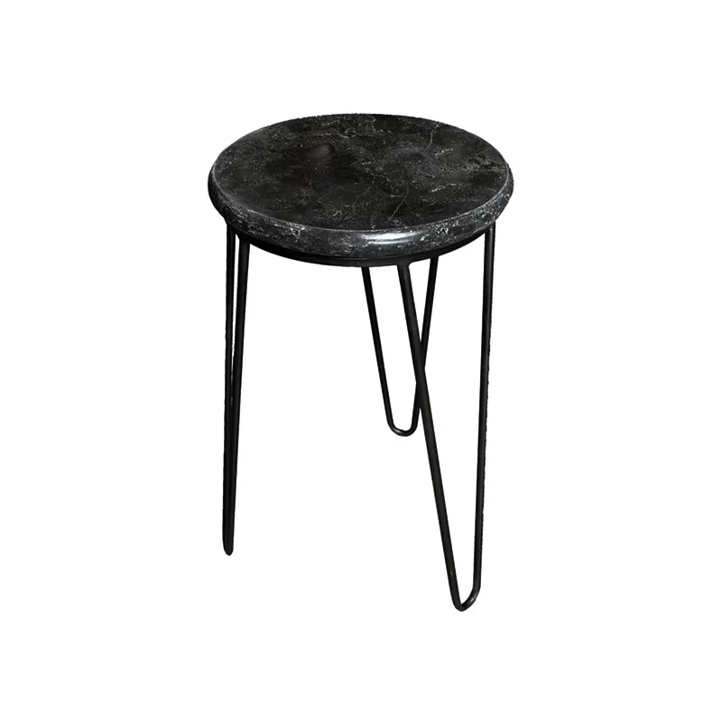 MESA LATERAL POSH GRIS GFD166-1P PIEDRA/METAL 30DIAMX50H CM en Negro - Mesas de arrimo, Uruguay | Vinibel