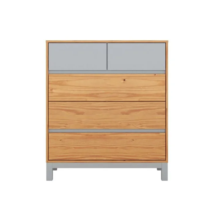 Cómoda 5 Cajones - Madera Maciza Pino/Gris - Square en Multicolor - Cómodas, Uruguay | Rústico Hogar, vista 3