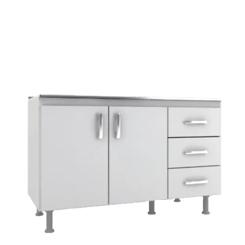 Bajo Mesada Mueble Cocina 2 Puertas 3 Cajones Blanco 601 en Blanco - Butacas, banquetas y puffs, Uruguay | Soy Hogar