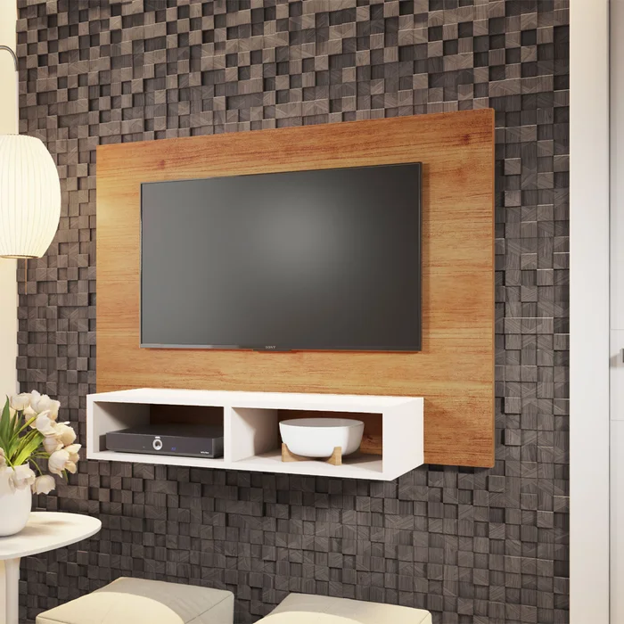 Panel Modular Rack Tv Led Living Sala Dormitorio Miel Off White en Blanco - Muebles para TV, Uruguay | Soy Hogar, vista 2