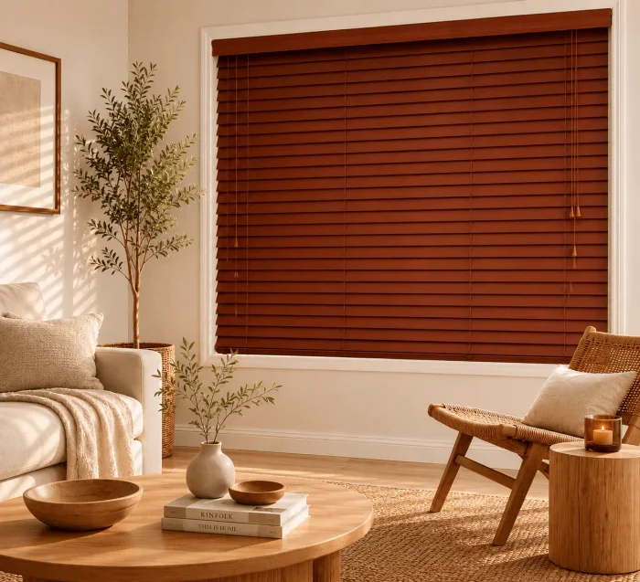 CORTINA VENECIANA MADERA NATURAL 160 CM en Terracota - Textiles, Uruguay | HomeTouch