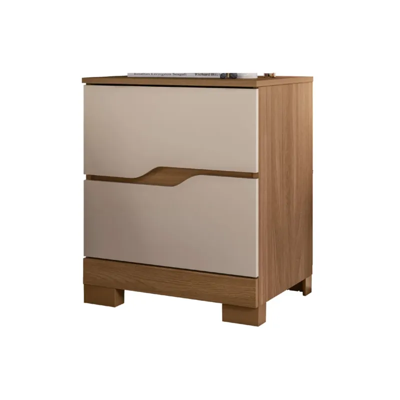 Mesa De Luz 2 Cajones Con Patas Moderna 100% Mdp en FREIJO OFF WHITE - Mesas de luz, Uruguay | Soy Hogar