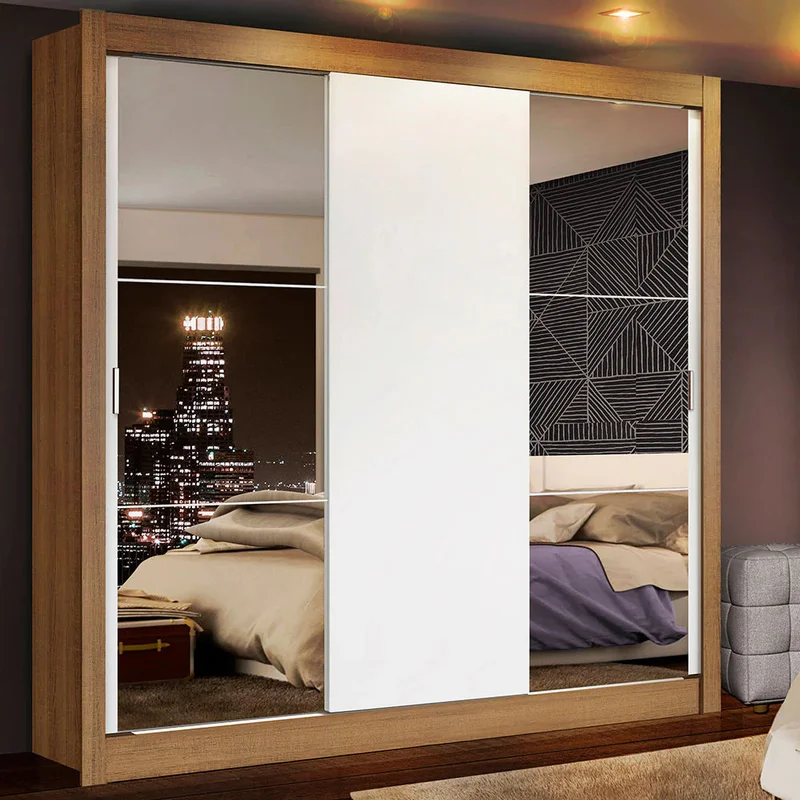 Ropero Placard Matrimonial Monaco 170CM con 2 Espejos 3 Puertas Corredizas en Negro/Rustico - Roperos y placares, Uruguay | Balton, vista 8