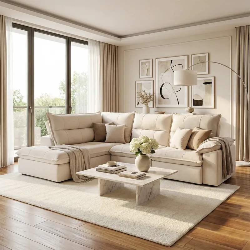 Sillón 5 Cuerpos con Chaise Retráctil y Reclinable - Cesky - Beige Izquierdo en Gris - Sillones y sofás, Uruguay | Rústico Hogar