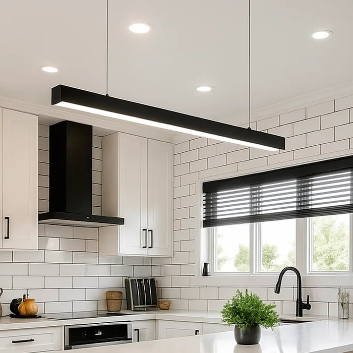 Luminaria lineal suspendida Cubic 120cm en Negro - Lámparas colgantes, Uruguay | Alta Gracia Deco, vista 2