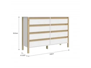 Comoda Combinado Madera 8 Cajones Blanco/Miel en Blanco - Roperos y placares, Uruguay | Que Sal Muebleria, vista 2